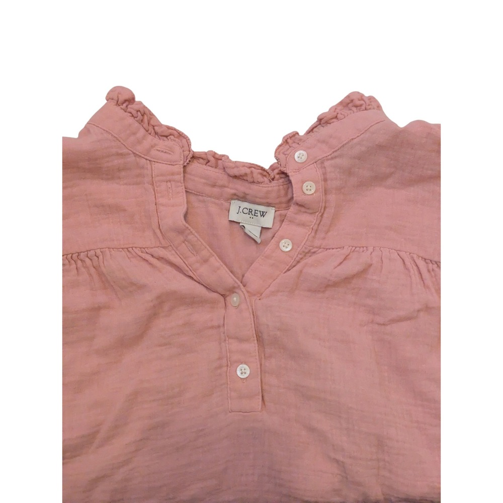J. Crew Ruffle Sleeve Top Button Up Collar Pink Sleeveless Blouse‎ Size Small